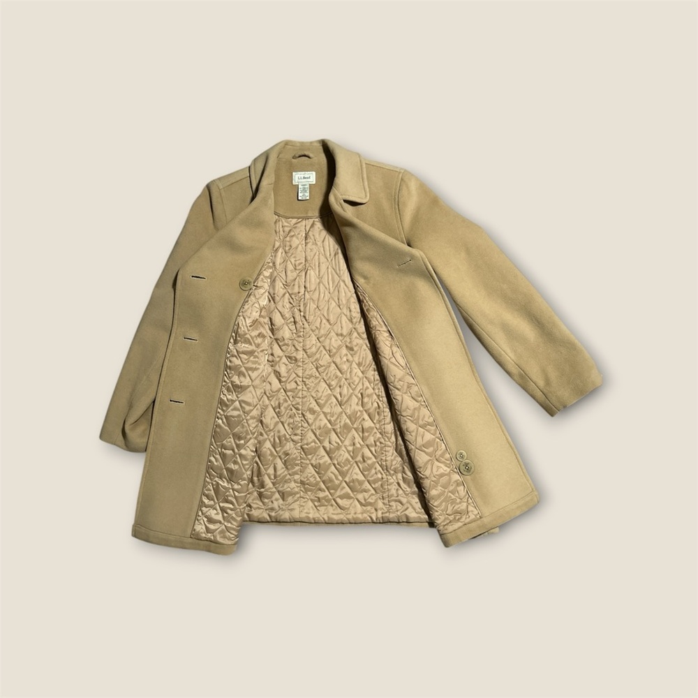 L.L. Bean Women's 100% Wool Tan Pea Coat